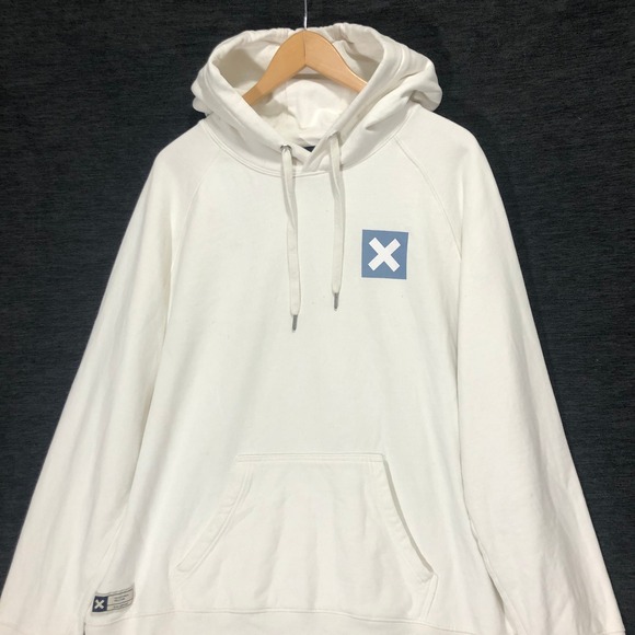 Blue Banana Hoodie Pullover Sweatshirt‎ Drawstring Casual White Men's Size Large - Picture 1 of 11
